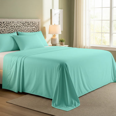 Aqua Blue Cotton Flat Bedsheet – Modern, Soft & Effortlessly Stylish