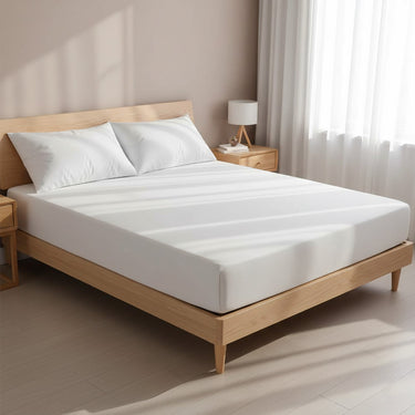White Microfiber Fitted Bedsheet – Elegant, Cozy & Effortless Comfort