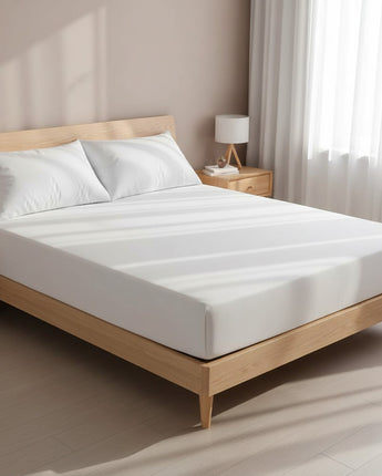 White Microfiber Fitted Bedsheet – Ultra-Soft, Wrinkle-Resistant, Deep Pocket Design for All-Round Mattress Fit