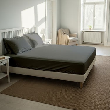 Dark Grey Fitted Cotton Bedsheet With Two Pillow Cover  – Luxurious, Soft & Long-Lasting