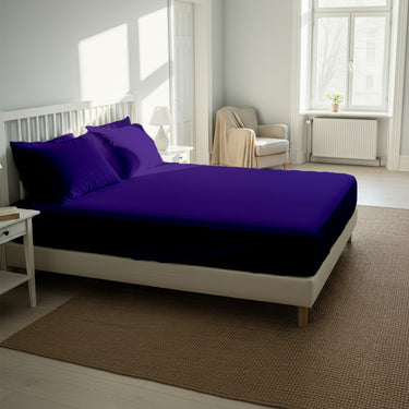 Purple Fitted Cotton Bedsheet With Two Pillow Cover  – Luxurious, Soft & Long-Lasting