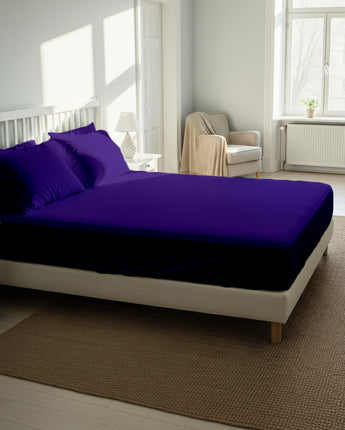 Purple Fitted Cotton Bedsheet With Two Pillow – Comfortable, Long-Lasting