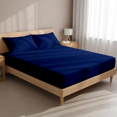 Blue Microfiber Fitted Bedsheet – Elegant, Cozy & Effortless Comfort