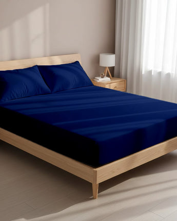Blue Fitted Microfiber Bedsheet | Ultra-Soft, Breathable & Durable