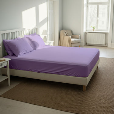 Lavender Fitted Cotton Bedsheet With Two Pillow Cover  – Luxurious, Soft & Long-Lasting
