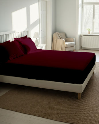 Wine Fitted Cotton Bedsheet With Two Pillow Cover  – Luxurious, Soft & Long-Lasting