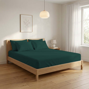 Teal Fitted Cotton Bedsheet With Two Pillow Cover  – Luxurious, Soft & Long-Lasting