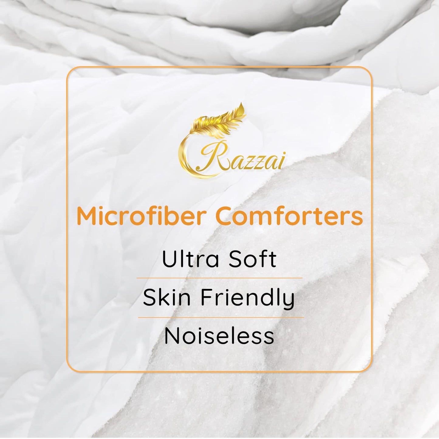 Razzai Down Alternative Soft Quilted 300 GSM All Weather Comforter|Peach (Microfiber, lightweight)