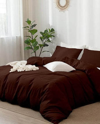 Razzai Super Soft Microfiber Piece Duvet Cover and 2 Pillow Cover (18X28 Inches) - Single, Double, King Size /Chocolate Brown