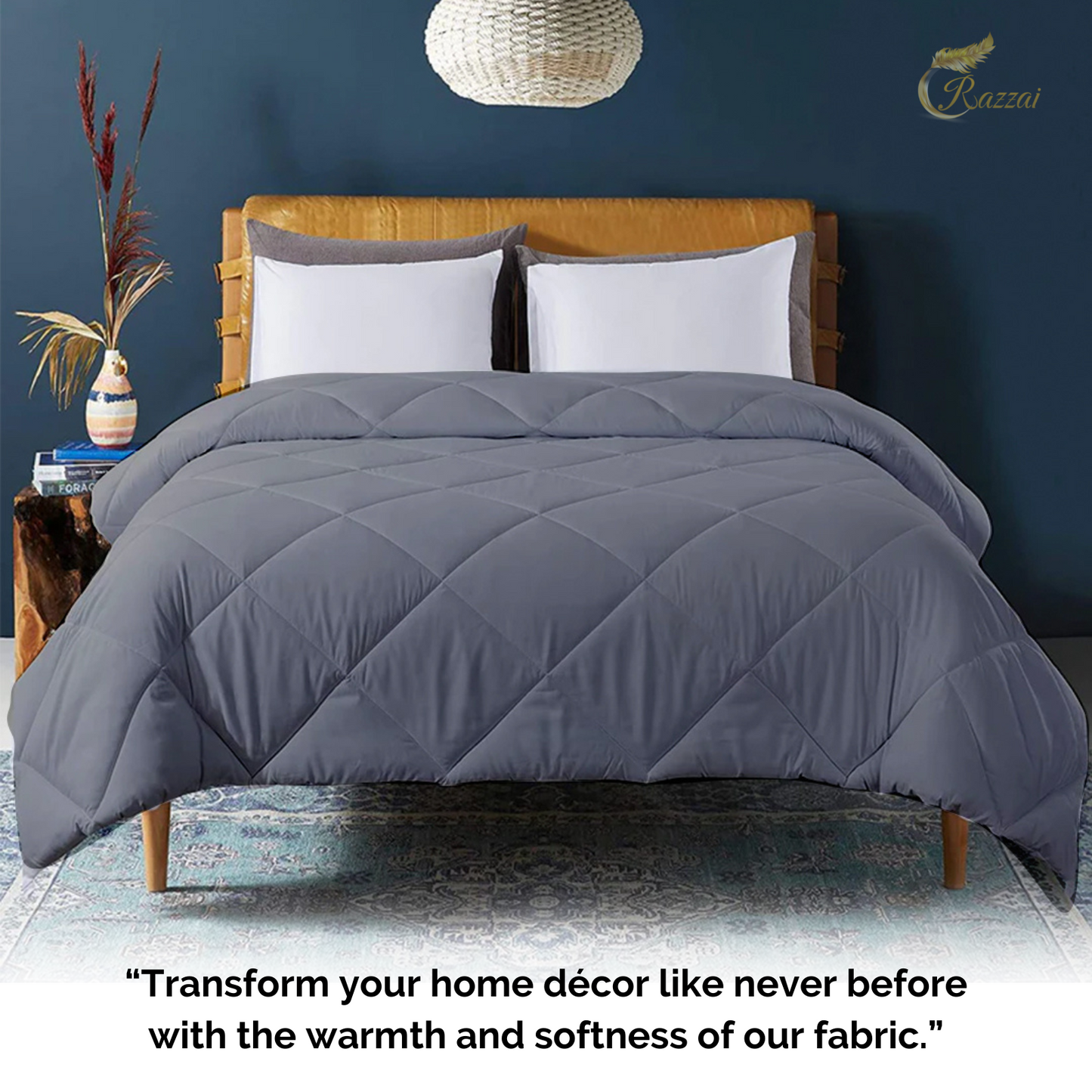 Razzai - 200 GSM Soft AC Comforter Hotel Quality-Down Alternative Comforter - All Season |AC Comforter/Blanket/Quilt/Rajai|Silver