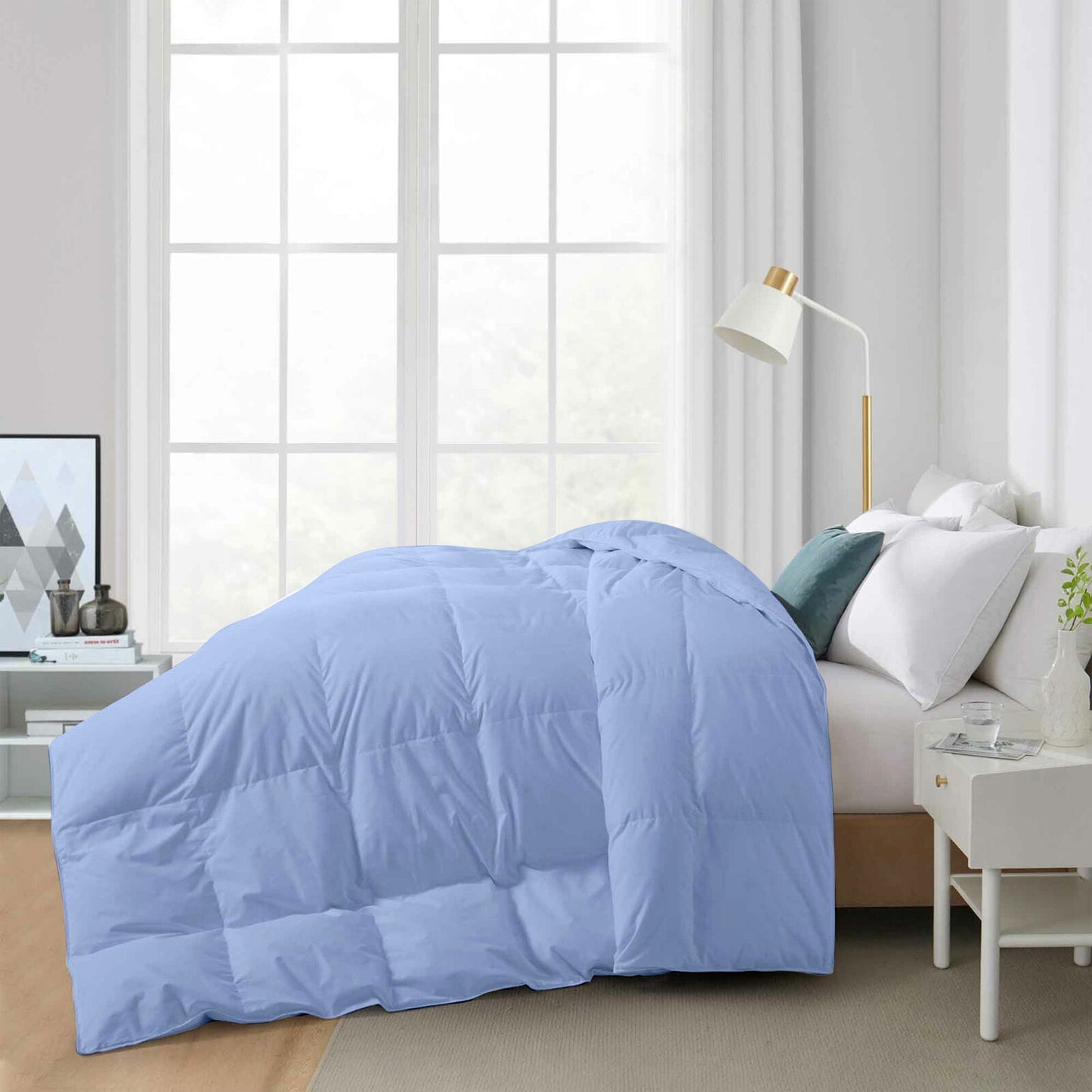 Razzai Down Alternative Soft Quilted 300 GSM All Weather Comforter |Sky Blue