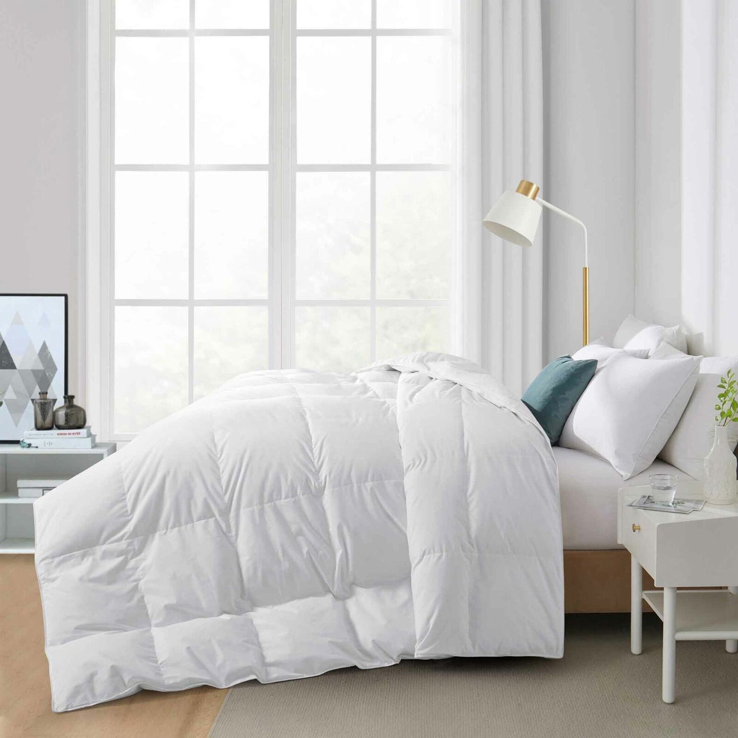 Razzai Down Alternative Soft Quilted 300 GSM All Weather Comforter|White |Microfibre, lightweight