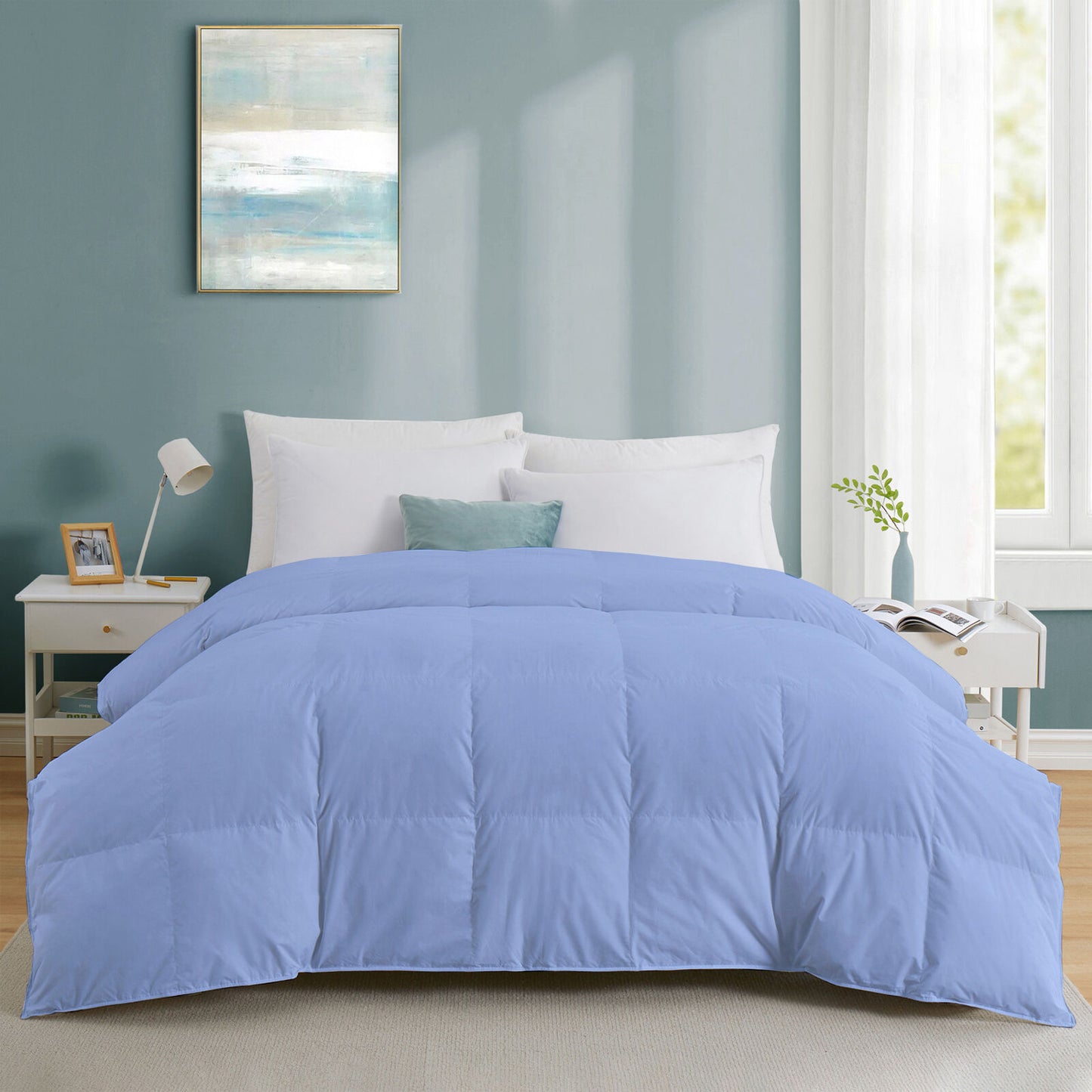 Razzai Down Alternative Soft Quilted 300 GSM All Weather Comforter|Teal | Microfibre, lightweight