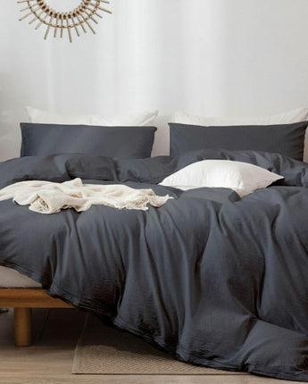 Razzai Super Soft Microfiber Duvet Cover and 2 Pillow Cover (18X28 Inches) - Single, Double, King Size /Dark Grey