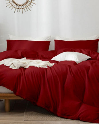 Razzai Super Soft Microfiber Piece Duvet Cover and 2 Pillow Cover (18X28 Inches) - Single, Double, King Size /Burgundy