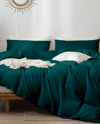 Razzai Super Soft Microfiber Piece Duvet Cover and 2 Pillow Cover (18X28 Inches) - Single, Double, King Size   /Teal