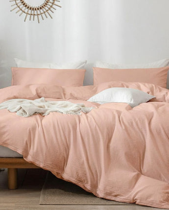 Razzai Super Soft Microfiber Piece Duvet Cover and 2 Pillow Cover (18X28 Inches) - Single, Double, King Size /Peach