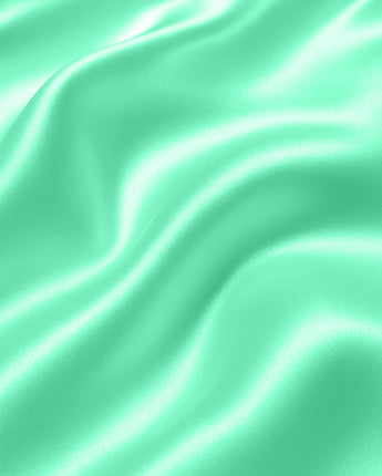 Luxe Comfort: Aqua Green Satin Fitted Bedsheet With Pillow Cover