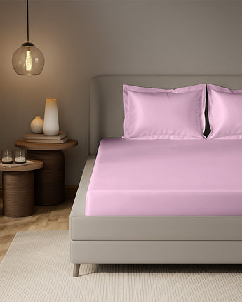 Luxury Baby Pink Velvet Satin Fitted Bedsheet – Ultra Soft & Wrinkle-Free Comfort
