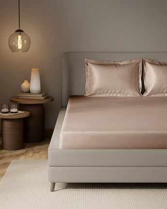 Bear Beige Satin Bedsheet – Ultra-Smooth, Elegant Sheen for a Cozy & Luxurious Sleep Experience