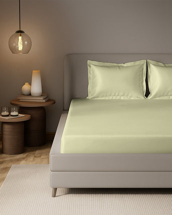 Luxury Beige Velvet Satin Fitted Bedsheet – Ultra Soft & Wrinkle-Free Comfort