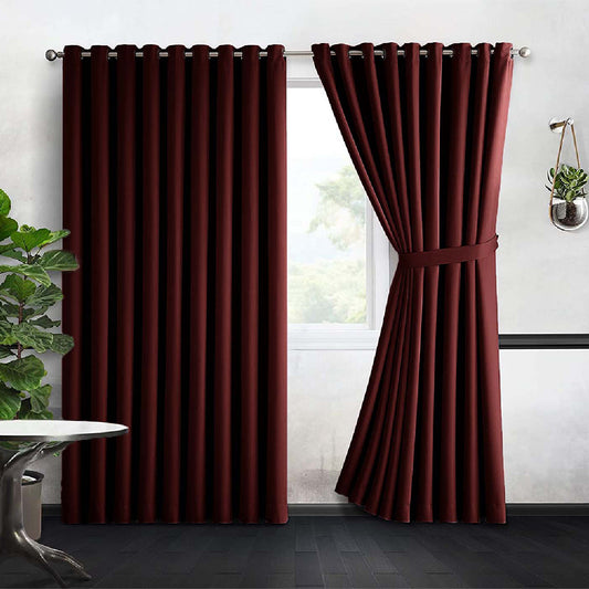 Razzai's Tripple Layer Room Darkening Noice Reducing Solid Curtain(Bulgarian Rose)