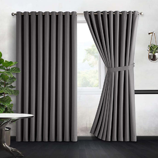 Razzai's Tripple Layer Room Darkening Noice Reducing Solid Curtain(Iridium)