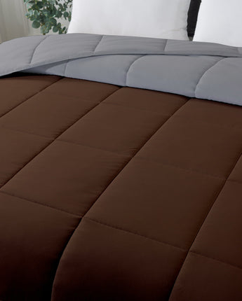 Razzai - 150 GSM Soft AC Comforter Hotel Quality-Down Alternative Reversible Comforter - All Season |AC Comforter/Blanket/Quilt/Rajai Double Bed|Silver/Chocolate Brown