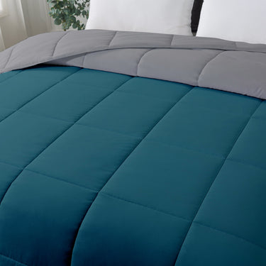 150 GSM Soft AC Reversible Microfiber Comforter |Silver/Teal| Lightweight & Machine Washable|