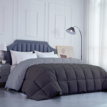 300 GSM All Weather Reversible Comforter |Silver Dark Grey| Microfiber & Lightweight|