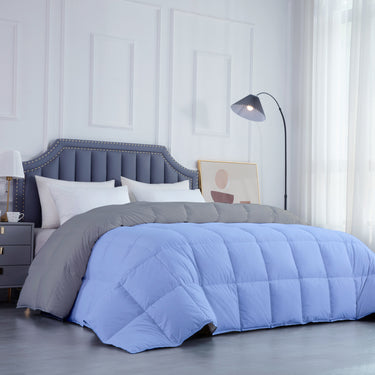 300 GSM All Weather Reversible Comforter |Silver/Sky Blue| Microfiber & Lightweight|