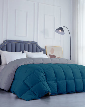 300 GSM All Weather Reversible Comforter |Silver/Teal | Microfiber & Lightweight|