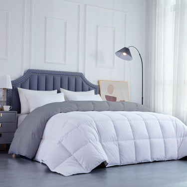 300 GSM All Weather Reversible Comforter |Silver White| Microfiber & Lightweight |