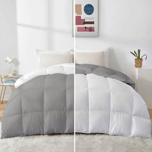 Razzai - 500 GSM Soft Hotel Quality-Down Alternative Reversible Comforter/Microfiber Quilt Blanket |Silver/White