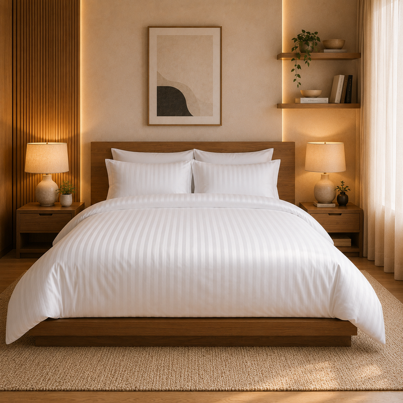 Satin Stripe Duvet Cover – 200 TC Hotel Style Luxury