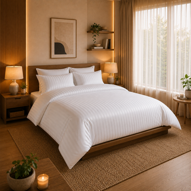 Satin Stripe Duvet Cover – 200 TC Hotel Style Luxury