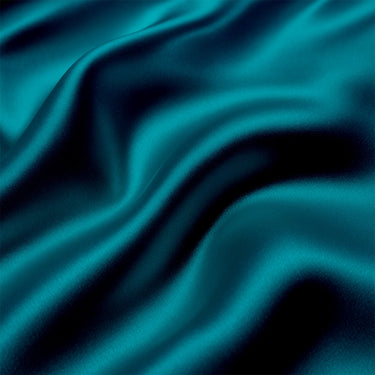 Teal Satin Fitted Bedsheet With Pillow Cover