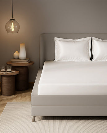 White Satin Fitted Bedsheet | Smooth Velvet Touch | Premium Bedroom Elegance