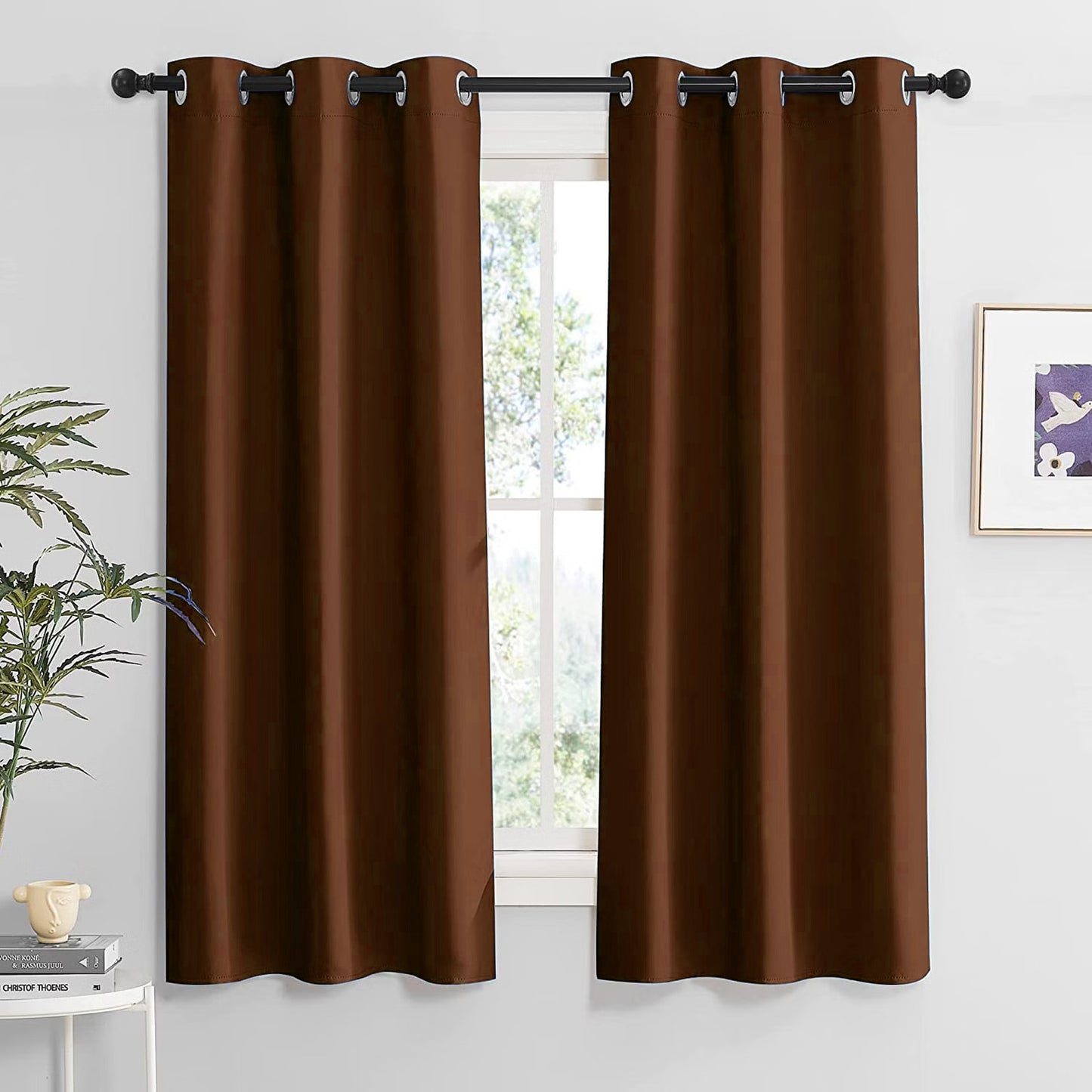 Razzai's Tripple Layer Room Darkening Noice Reducing Solid Curtain (Clinker)
