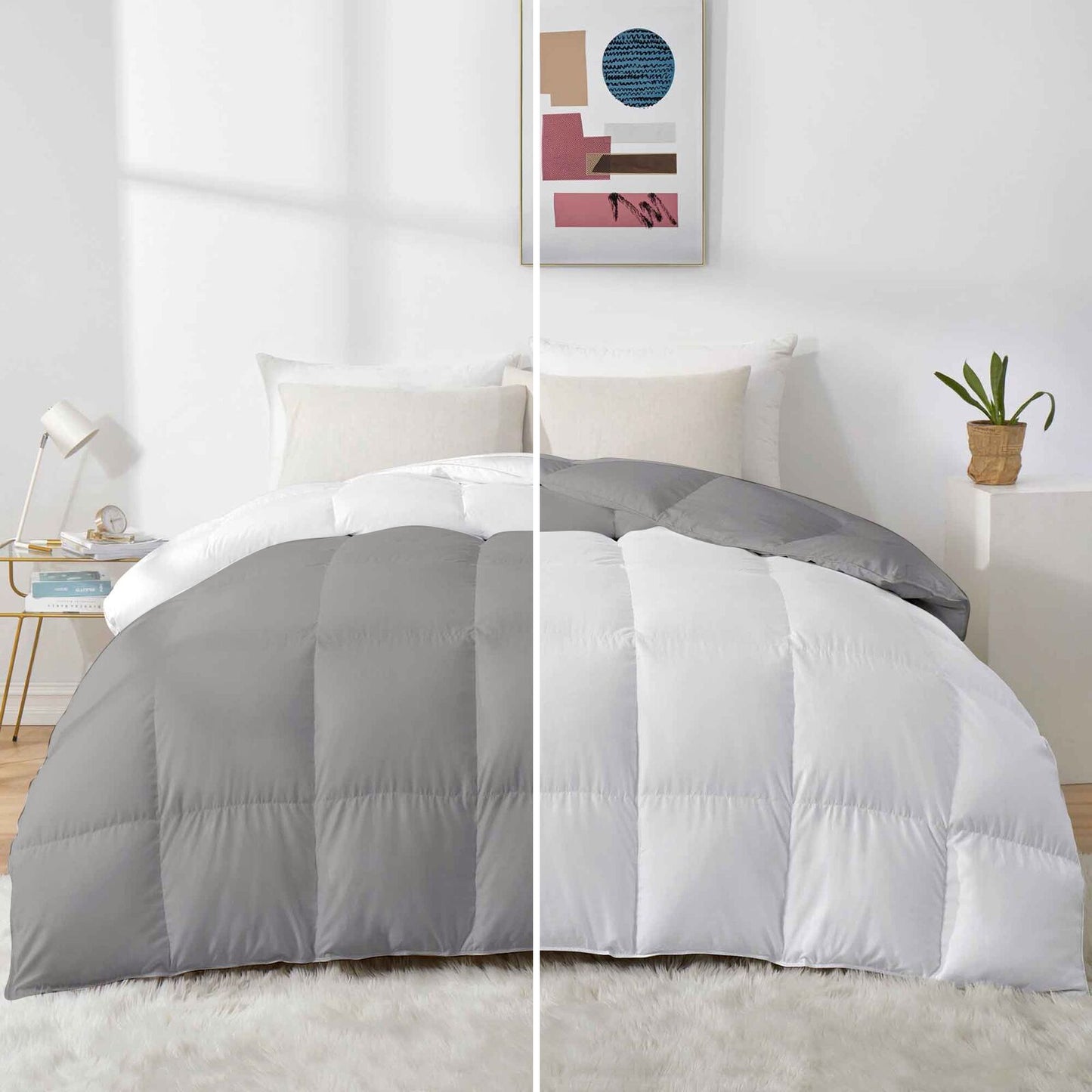 Razzai - 500 GSM Soft Hotel Quality-Down Alternative Reversible Comforter/Microfiber Quilt Blanket |Silver/Teal